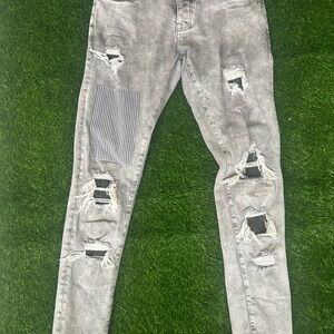 Gray Skinny Distressed Jeans